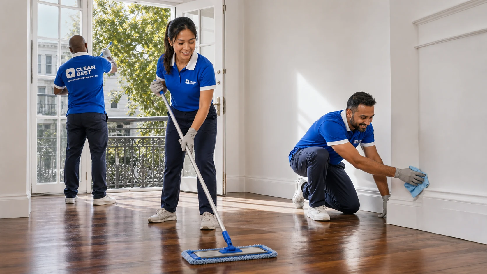 Clean Best cleaner detailing an empty rental kitchen for a bond clean in Sydney NSW